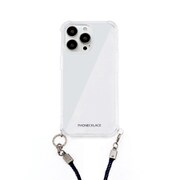 PN23876i14PNV [iPhone 14 Pro用 ロープショルダーストラップ付クリアケース ネイビー]