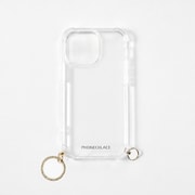 PN23878i14PGD [iPhone 14 Pro用 チャームストラップ用リング付クリアケース ゴールドチャーム]