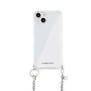 PN23892i14MSV [iPhone 14 Plus用 チェーンショルダー ストラップ付き クリアケース シルバー]