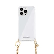 PN23910i14PMGD [iPhone 14 Pro Max用 チェーンショルダー ストラップ付き クリアケース ゴールド]