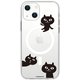 ABF24187i14 [iPhone 14用 MagSafe対応 クリアケース ネコマンジュウ 仲良し3匹]