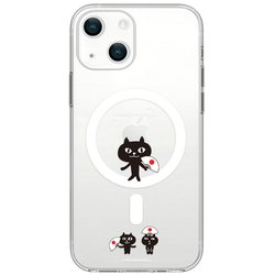 ABF24189i14 [iPhone 14用 MagSafe対応 クリアケース ネコマンジュウ 渡り]