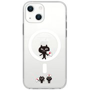 ABF24189i14 [iPhone 14用 MagSafe対応 クリアケース ネコマンジュウ 渡り]