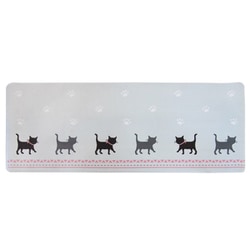 拭いてお手入れする キッチンマット 約縦45cm×横120cm グレーキャット