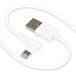 L字ライトニングケーブル やわらかい充電 通信 横持ち Type-A to Lightning 2.4A 1m ホワイト R10CAAL2A07WH