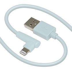 L字ライトニングケーブル やわらかい充電 通信 横持ち Type-A to Lightning 2.4A 1m ミント R10CAAL2A07MT