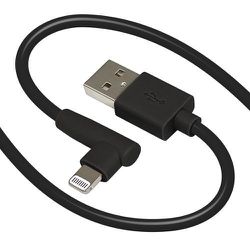 L字ライトニングケーブル やわらかい充電 通信 横持ち Type-A to Lightning 2.4A 2m ブラック R20CAAL2A04BK