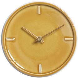 P-14 杉浦製陶 SUGY GLAZED CLOCK 掛け時計 ペールイエロー