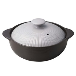 サーマテック IH・直火両用 土鍋 9号 3-4人用 3000ml / 電子レンジ オーブン 直火 IH対応 / ライトグレー 18437