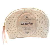 ポーチ ラウンドファスナー コスメポーチ Parfum Lace 化粧品 収納 ホワイト D18-1471