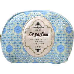 ポーチ ラウンドファスナー コスメポーチ Parfum Lace 化粧品 収納 ブルー D18-1473