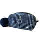ポーチ Plaid イニシャル スクエアポーチ 化粧品 収納 A（ネイビー） D18-1625