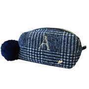 ポーチ Plaid イニシャル スクエアポーチ 化粧品 収納 A(ネイビー) D18-1625