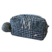 ポーチ Plaid イニシャル スクエアポーチ 化粧品 収納 M(グレー) D18-1627