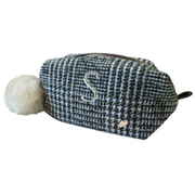 ポーチ Plaid イニシャル スクエアポーチ 化粧品 収納 S(ブラウン) D18-1631