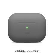 EL_A2PCSSCBS_GY [AirPods Pro（第2世代）用 ケース シリコンカバー ストラップホール付 耐衝撃 SILICONE BASIC CASE ダークグレー]