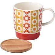 レトロ喫茶 マグカップ 蓋付き（レッド） 20669