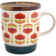 レトロ喫茶 マグカップ 蓋付き（グリーン） 20670