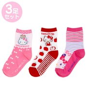 サンリオキャラクターズ キッズソックス 3足セット 16～18cm ハローキティ / りんご [キャラクターグッズ]