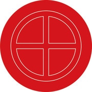063105 [緑十字 破壊板（送水口割板） 105mmΦ アクリル（透明赤） 破壊板105φ]