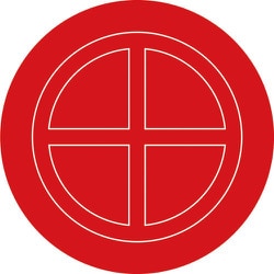 063120 [緑十字 破壊板（送水口割板） 120mmΦ アクリル（透明赤） 破壊板120φ]