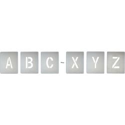 307019 [緑十字 吹付プレート（ステンシルプレート） A～Z アルファベット26枚セット FP-AZ（特大） シルバー プレートサイズ390×320mm 亜鉛鉄板製]