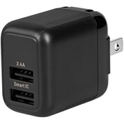 USB Type-A 2ポート AC充電器 最大12W ブラック OWL-AC12WA2-BK