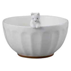 飯碗 茶碗 WHITEZOO フィギュア付き 皿 食器 磁器 ネコ SAN3398-3