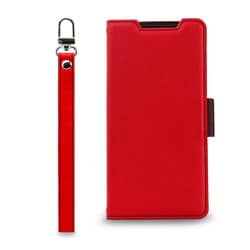 Galaxy A23 5G 対応 ケース 手帳型 カバー カード収納/ストラップ 付き 手帳 スマホケース マグネット ベルト 薄い 手帳型ケース NU レッド×ブラック CR_A23CSPLNU_RD