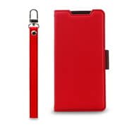 Galaxy A23 5G 対応 ケース 手帳型 カバー カード収納/ストラップ 付き 手帳 スマホケース マグネット ベルト 薄い 手帳型ケース NU レッド×ブラック CR_A23CSPLNU_RD