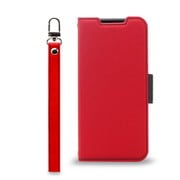 CR_AS7CSPLNU_RD [AQUOS sense7 対応 ケース 手帳型 カバー カード収納/ストラップ 付き 手帳 スマホケース マグネット ベルト 薄い 手帳型ケース NU レッド×ブラック]