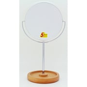 5倍拡大鏡付卓上スタンドミラー 木製トレイ付 シルバー 鏡面サイズ(約):直径14.5cm No.8880