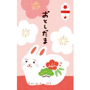 2023年 お年玉ぽち袋 桃色はりこうさぎ 3枚入 VR458