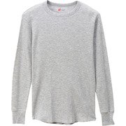 メンズ ロングTシャツ サーマル クルーネックロングスリーブ ヘザーグレー LLサイズ HM4Q501