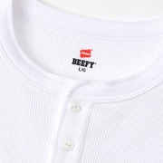 ロングTシャツ BEEFY サーマルヘンリーネックロングスリーブ ホワイト Mサイズ HM4S104