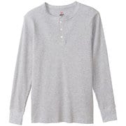 ロングTシャツ BEEFY サーマルヘンリーネックロングスリーブ ヘザーグレー Lサイズ HM4S104