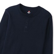 ロングTシャツ BEEFY サーマルヘンリーネックロングスリーブ ネイビー Lサイズ HM4S104