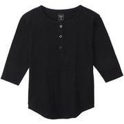 アンダーウェア Hanes Undies リサイクルコットン ヘンリーネック 七分袖Tシャツ ブラック フリーサイズ HW1U501