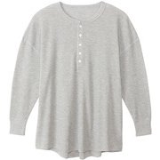 ロングTシャツ Hanes Undies サーマルヘンリ―ネックロングスリーブTシャツ ヘザーグレー フリーサイズ HW4W503