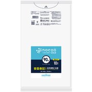 ゴミ袋 nocoo 白半透明 90L 厚口 容量表記入り シャカシャカ素材 10枚入 90×100cm 厚さ0.040mm CHT97