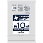 北海道 規格袋 紐付 LL 透明 角 10号 100枚 食品対応 0.020 LS10