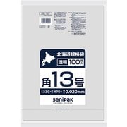 北海道 規格袋 紐付 LL 透明 角 13号 100枚 食品対応 0.020 LS13