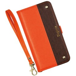 EL-XPAC3-04OB [Xperia Ace III用 ケース 手帳型 ツートン スマホケース エレガンテ Elegante/オレンジ・ブラウン]