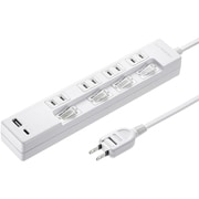電源タップ USB付き Type-C 2個口 2m (USB C×1/USB A×1) 個別スイッチ 自動識別IC機能 ほこりシャッター付き 折りたたみ式プラグ ホワイト TAP-B102UC-2W