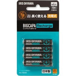 BCR-S4MH/4B [IRIS 578035 ビッグキャパ リチャージ 単4形ニッケル水素電池 4本パック]