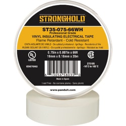 ストロングホールド StrongHoldビニールテープ 耐熱・耐寒・難燃 プロ仕様グレード 白 幅19.1mm 長さ20m ST35-075-66WH ST35-075-66WH