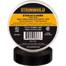 ストロングホールド StrongHoldビニールテープ 耐熱・耐寒・難燃 ヘビーデューティーグレード 黒 幅19.1mm 長さ20m ST88-075-66BL ST88-075-66BK