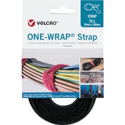 VEL-OW64802 [ヴェルクロ ヴェルクロ[[R上]] ONE-WRAP[[R上]] ストラップ 幅25mm×長さ300mm 黒 難燃性タイプ （25本1巻き）]