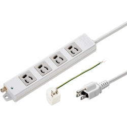 電源タップ 4個口 5m 3P マグネット 抜け止め 3P/2P変換アダプタ付き アース端子付き 通電ランプ付き ホワイト TAP-5431MGN2-5