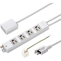 電源タップ 4個口 5m 3P マグネット 抜け止め 一括スイッチ 3P/2P変換アダプタ付き アース端子付き 通電ランプ付き ホワイト TAP-5433MGN2-5